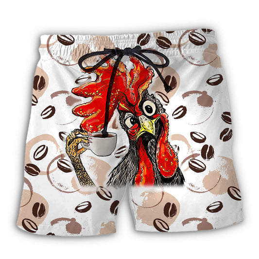 Coffee And Chicken Lover Art – Beach Short