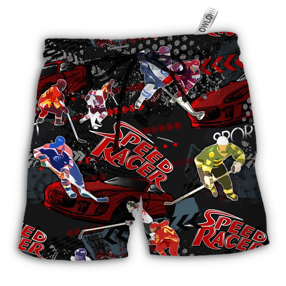 Beach Short / Adults / S Racing I Like Racing And Hockey - Beach Short - Owls Matrix LTD