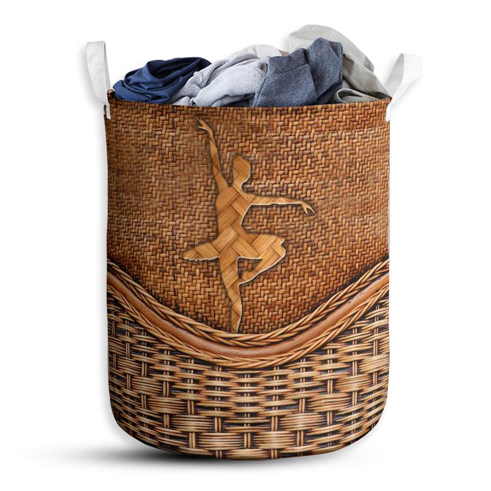 S: 17.72”x13.78” (45x35 cm) Ballet Dance 2 Rattan Teaxture - Laundry Basket - Owls Matrix LTD