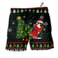 Beach Short / Adults / S Cat Wreck The Tree Happy Ugly Style Christmas - Beach Short - Owls Matrix LTD