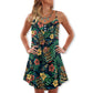 Tiki Tropical Leaves Hawaii Style – Women's Summer Sleeveless V-Neck Camisole Dress