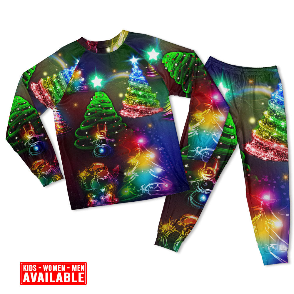 Women / S Christmas Tree Merry Everything Happy Always - Pajamas Long Sleeve - Owls Matrix LTD