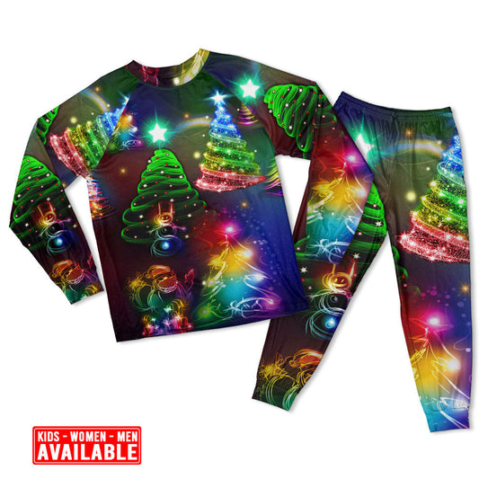 Women / S Christmas Tree Merry Everything Happy Always - Pajamas Long Sleeve - Owls Matrix LTD