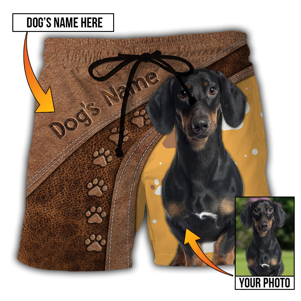 Dachshund / Adults / S Dog Paw Brown Style Classic Custom Photo Personalized - Beach Short - Owls Matrix LTD