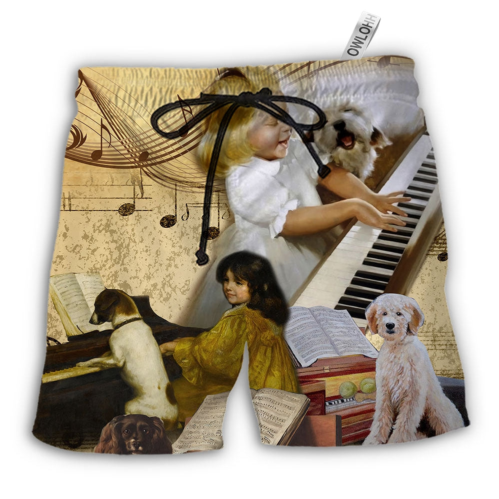 Beach Short / Adults / S Piano I Like Piano And Dogs - Beach Short - Owls Matrix LTD
