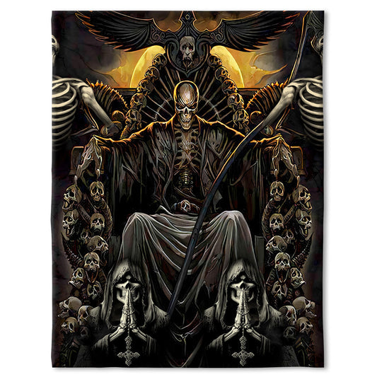 Skull Grim Reaper Dark Flannel Blanket For Cozy Bedroom And Sofa Decor