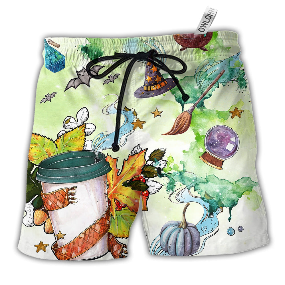 Beach Short / Adults / S Halloween This Witch Needs Coffee - Beach Short - Owls Matrix LTD