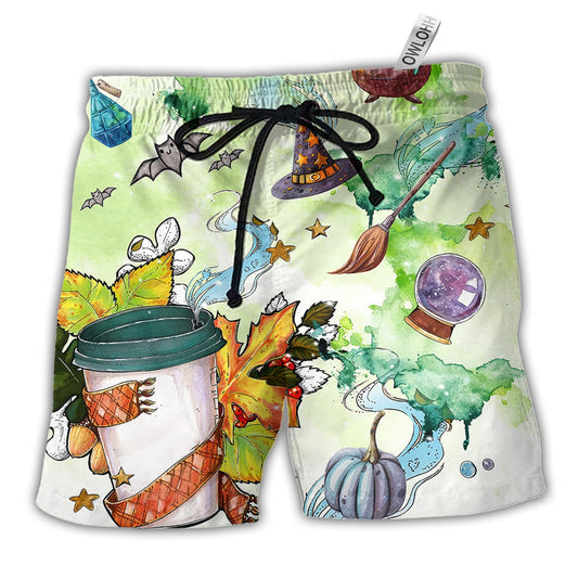 Beach Short / Adults / S Halloween This Witch Needs Coffee - Beach Short - Owls Matrix LTD