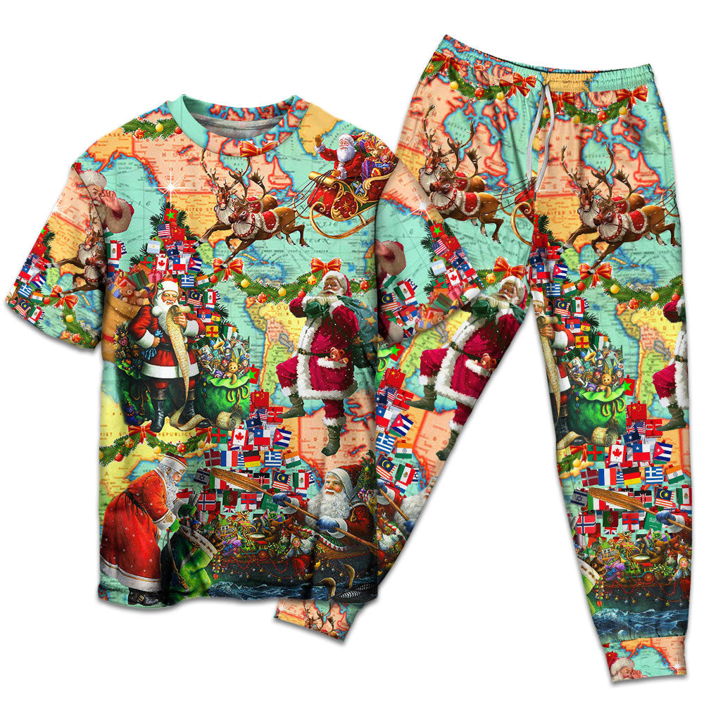 Chirstmas Love Santa Xmas - Pajamas Short Sleeve-Owl Ohh