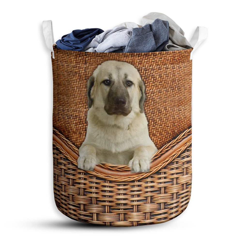 S: 17.72”x13.78” (45x35 cm) Anatolian Shepherd Dog Rattan Teaxture - Laundry Basket - Owls Matrix LTD