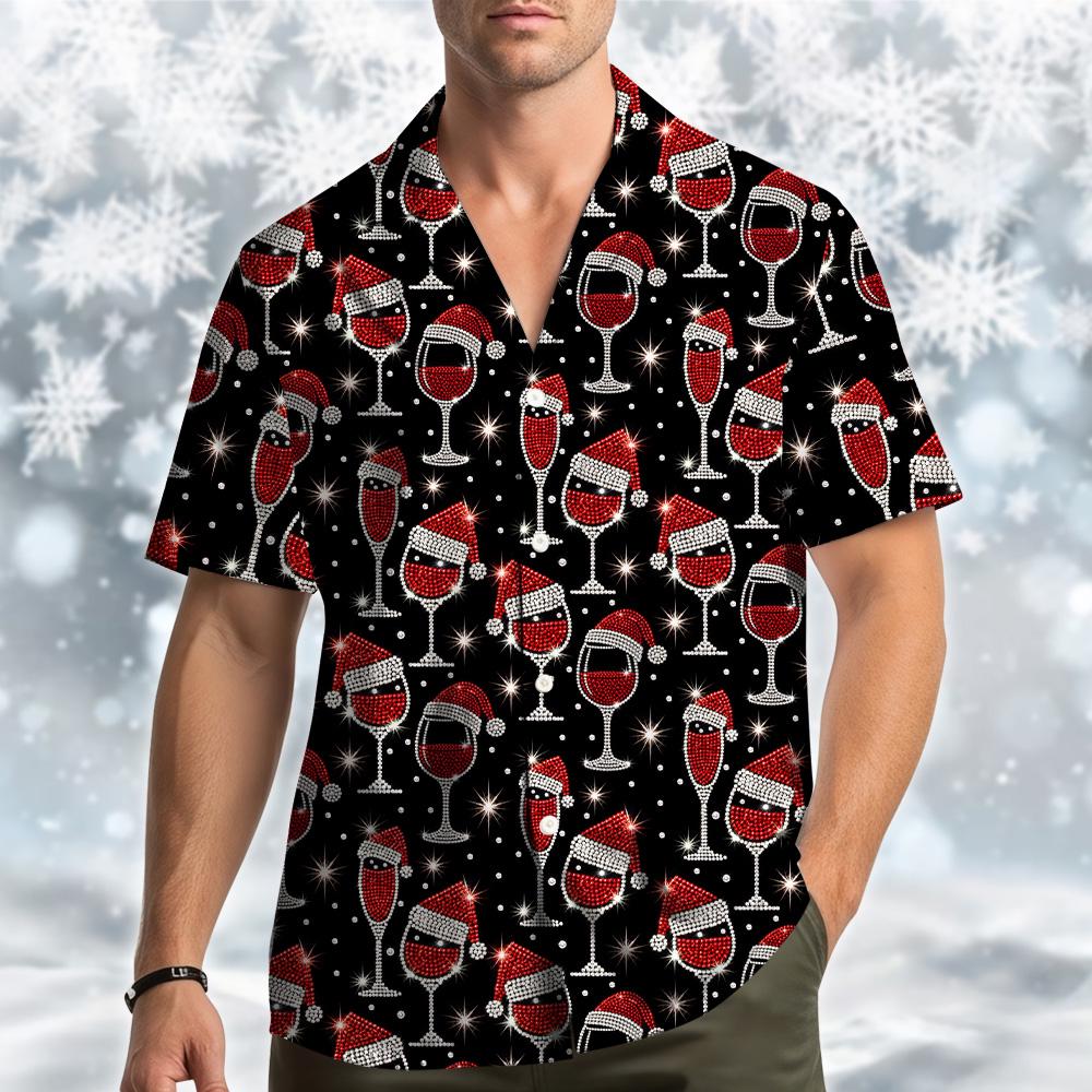 Christmas Wine Glass Santa Hat Holiday Party – Hawaiian Shirt