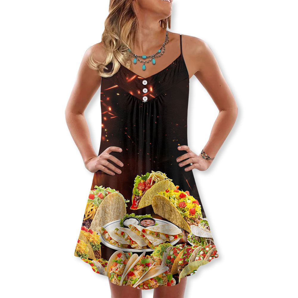 Tacos Fast Food Delicious – Women's Summer Sleeveless V-Neck Camisole Dress