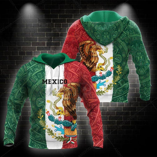 Mexican Flag Pattern Art - 3D Hoodie