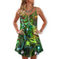 Mysterious Cat Starry Night – Women's Summer Sleeveless V-Neck Camisole Dress