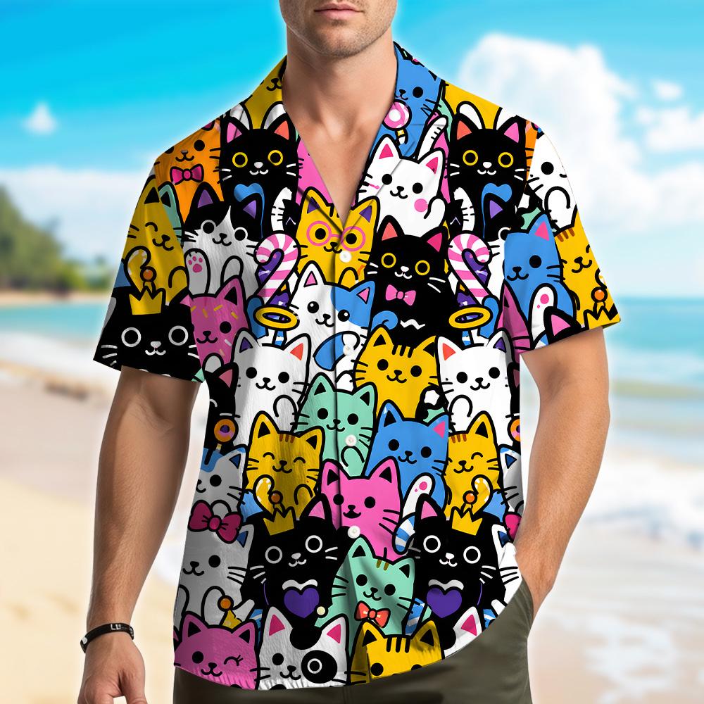 Funny Cat Colorful Cute Kitty Summer – Hawaiian Shirt