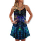 Owl And Witch Colorful Darkness – Women's Summer Sleeveless V-Neck Camisole Dress