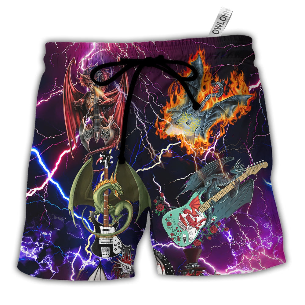 Beach Short / Adults / S Guitar Dragon Play Until They Die - Beach Short - Owls Matrix LTD