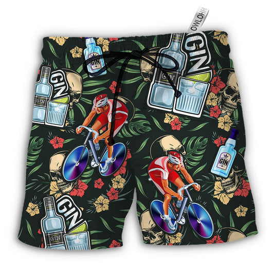 Beach Short / Adults / S Wine Gin I Like Cycling And Gin - Beach Short - Owls Matrix LTD