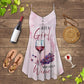 Girl Who Loves Wine Summer – Women's Summer Sleeveless V-Neck Camisole Dress