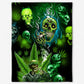Green Skull Art 50 x 60 Inch Flannel Blanket For Cozy Bedroom And Sofa Decor