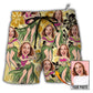 Beach Short / Adults / S Woman Face Custom Photo Aloha Tropical - Beach Short - Owls Matrix LTD