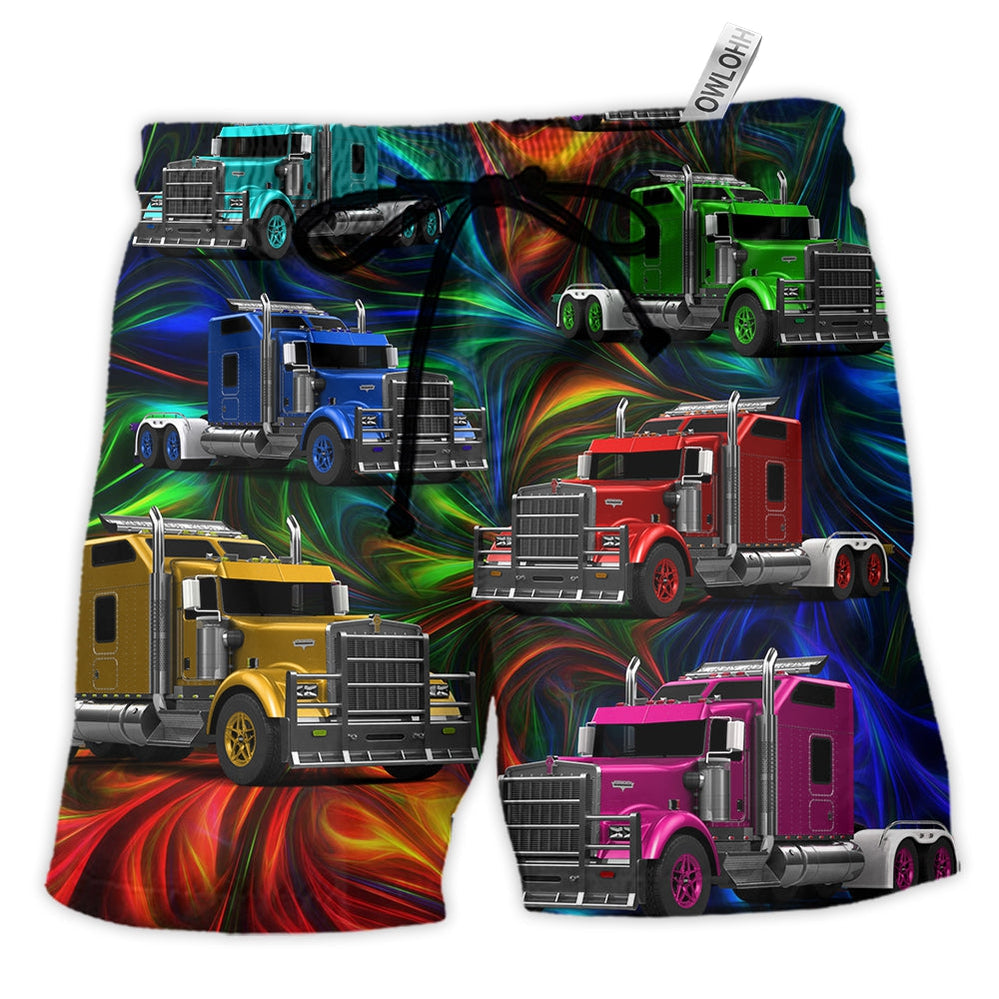 Beach Short / Adults / S Truck Amazing Colorful Life - Beach Short - Owls Matrix LTD