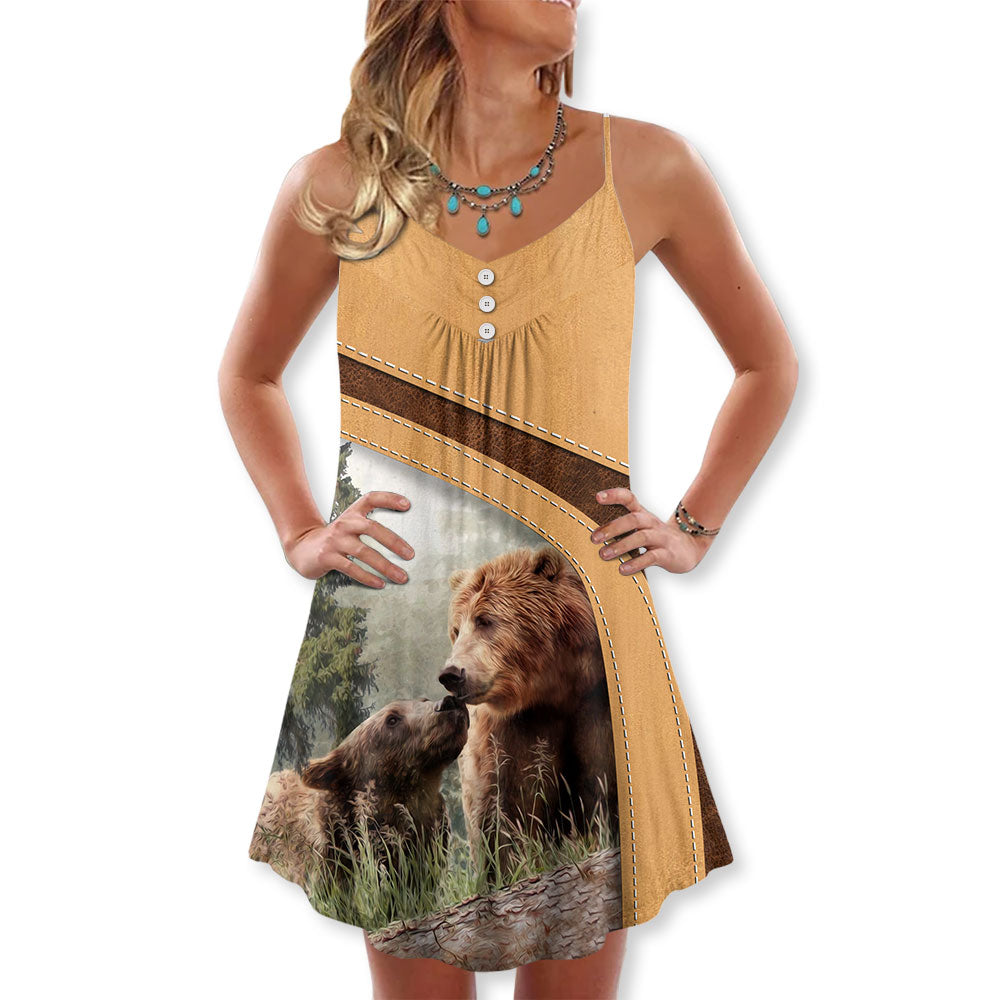 Old Bear And Honey Home – Women's Summer Sleeveless V-Neck Camisole Dress