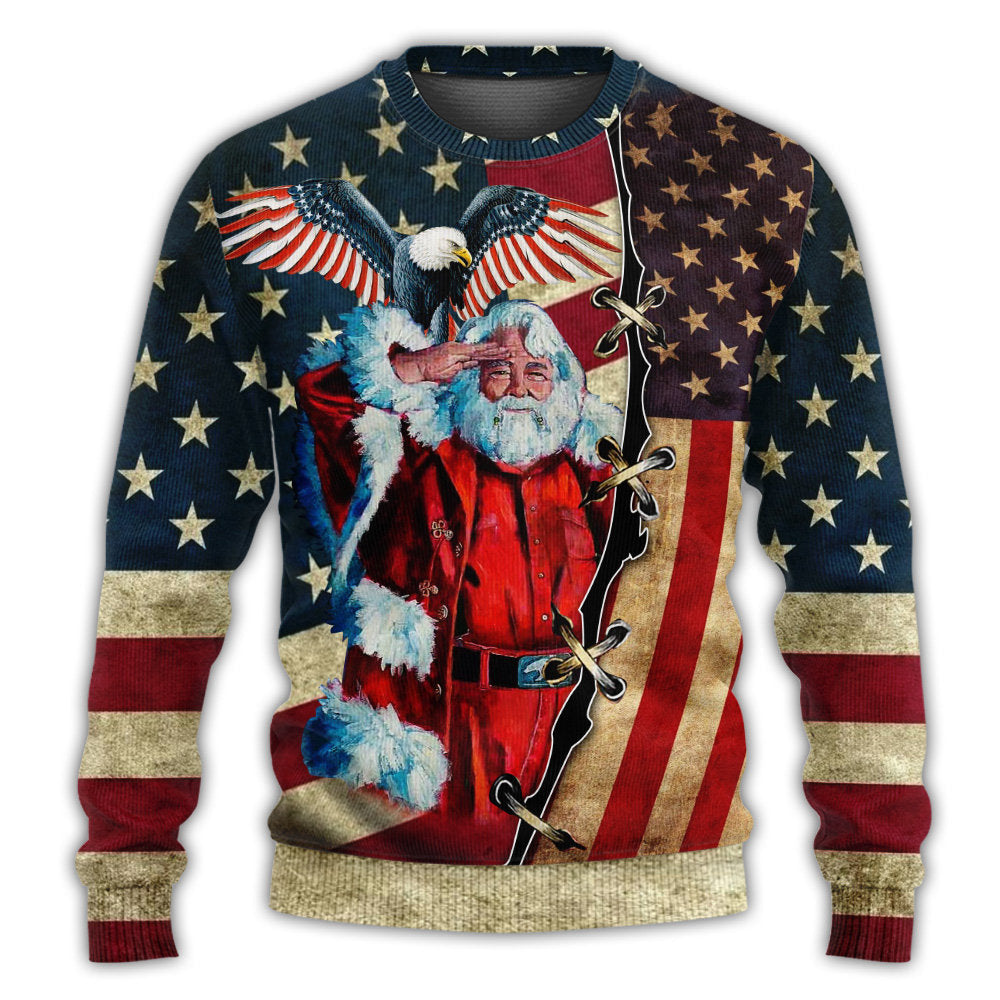 Christmas Patriotic Santa Claus – Sweater - Ugly Christmas Sweater