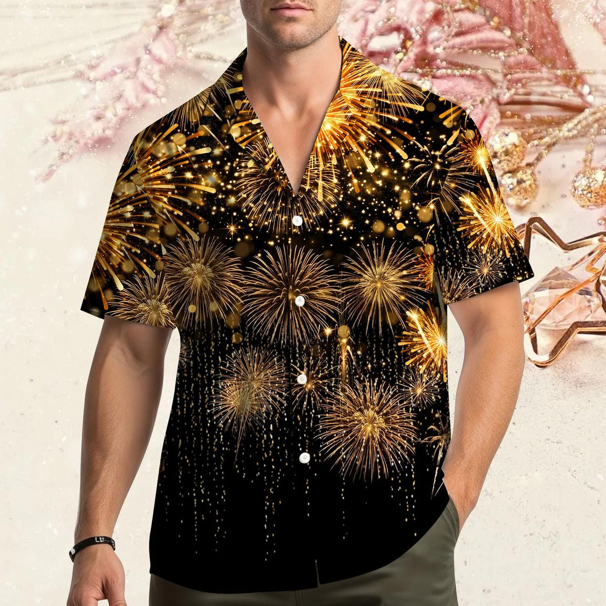 Happy New Year Colorful Fireworks Countdown Party – Hawaiian Shirt