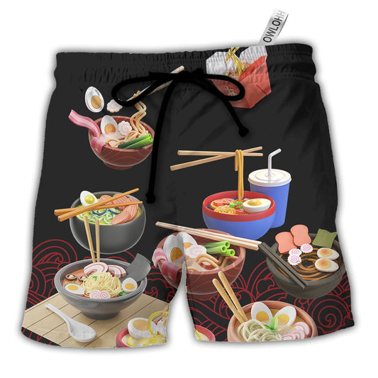 Beach Short / Adults / S Food Ramen Fast Food Delicious - Beach Short - Owls Matrix LTD