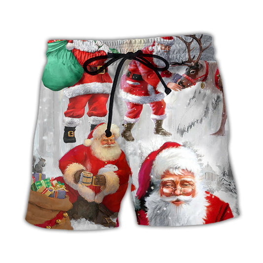 Santa Funny Xmas Art – Beach Short