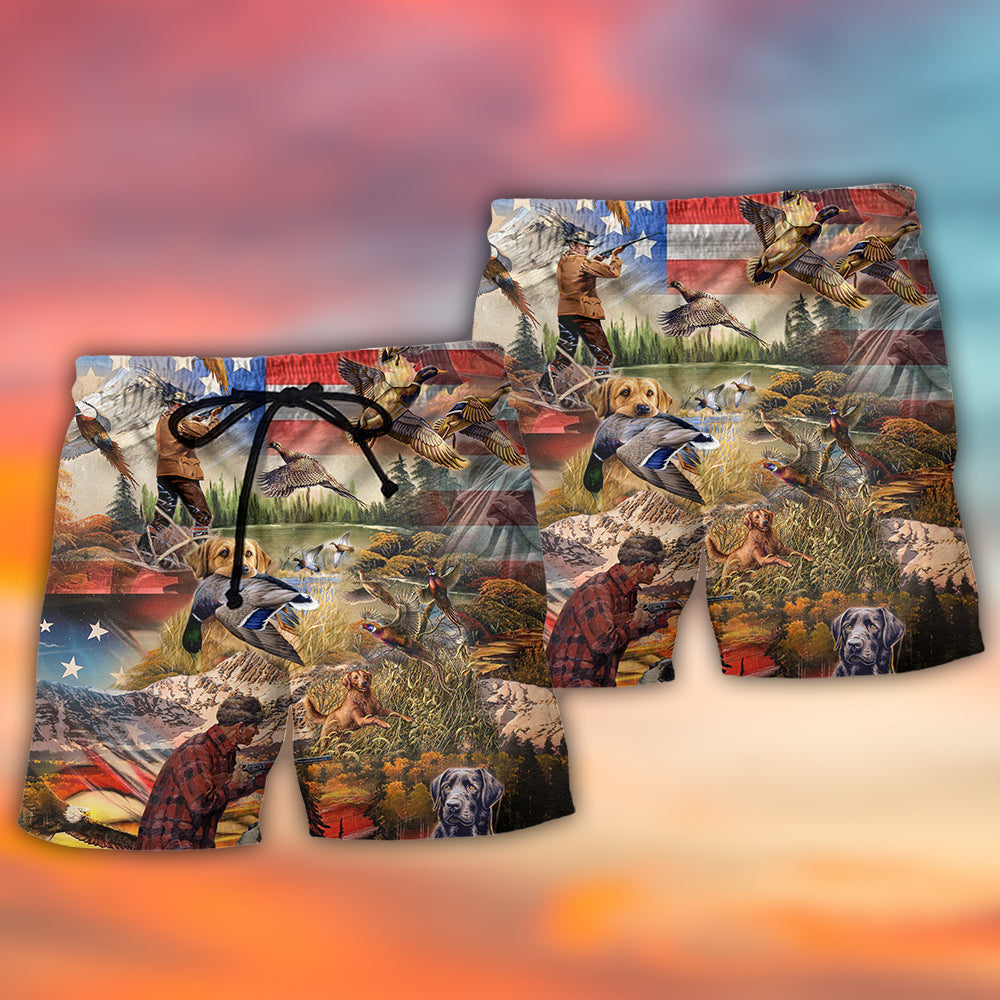 Hunting Independence Day Mallard Duck - Beach Short - Owls Matrix LTD