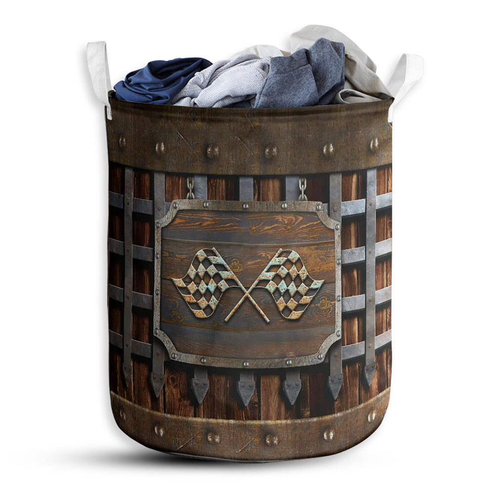 S: 17.72”x13.78” (45x35 cm) Racing Vintage Style – Laundry Basket - Owls Matrix LTD