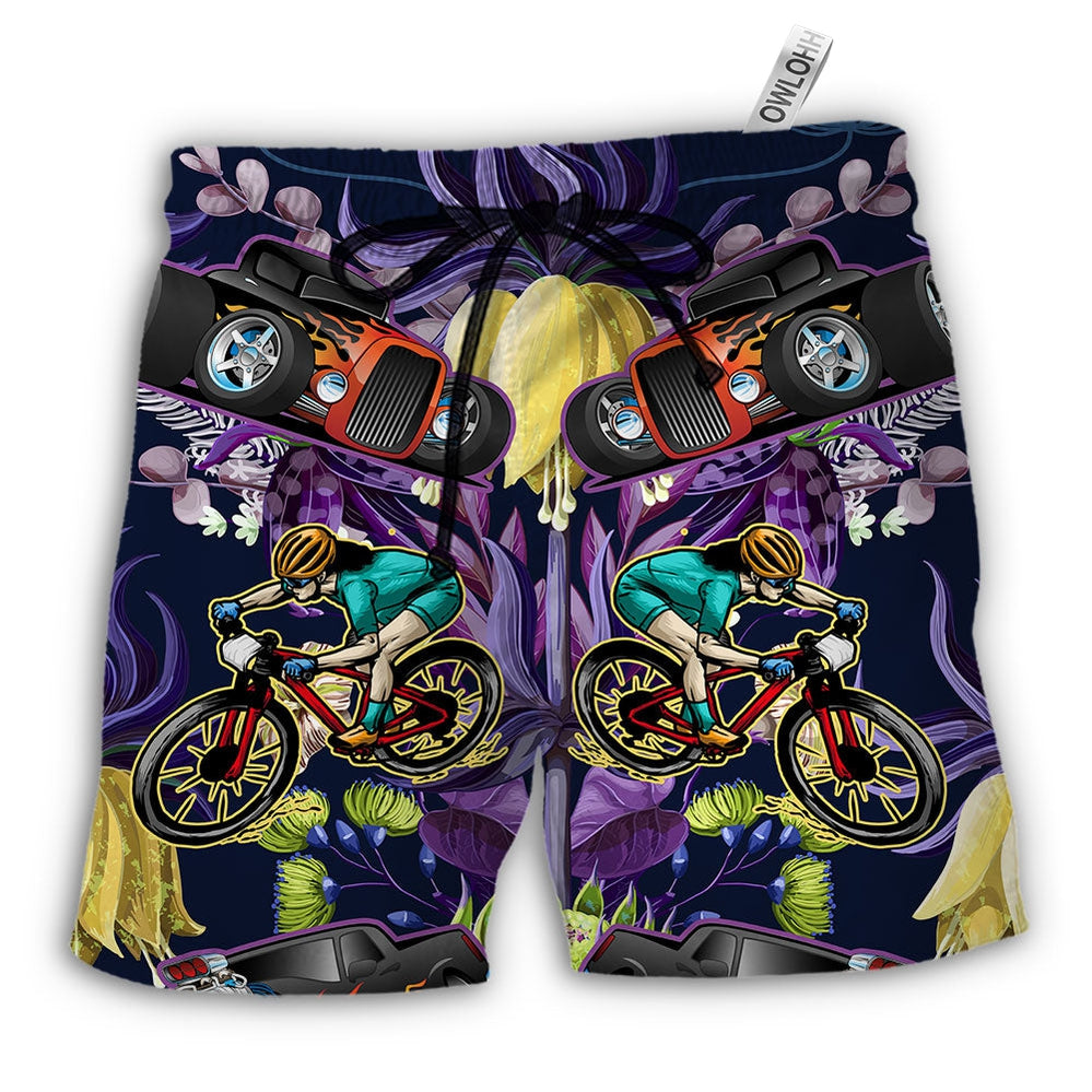 Beach Short / Adults / S Hot Rod I Like Hot Rods And Mountain Biking - Beach Short - Owls Matrix LTD