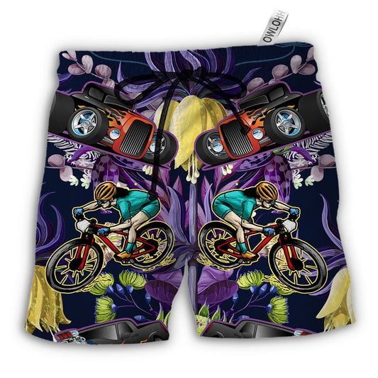 Beach Short / Adults / S Hot Rod I Like Hot Rods And Mountain Biking - Beach Short - Owls Matrix LTD