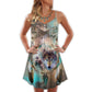 Tribal Wolf Dream Catcher Style – Women's Summer Sleeveless V-Neck Camisole Dress
