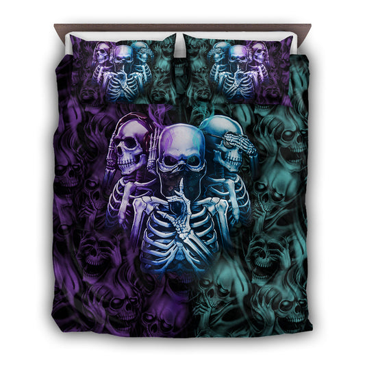 Skull Silent Gesture Bedding Cover For Gothic Bedroom Decor