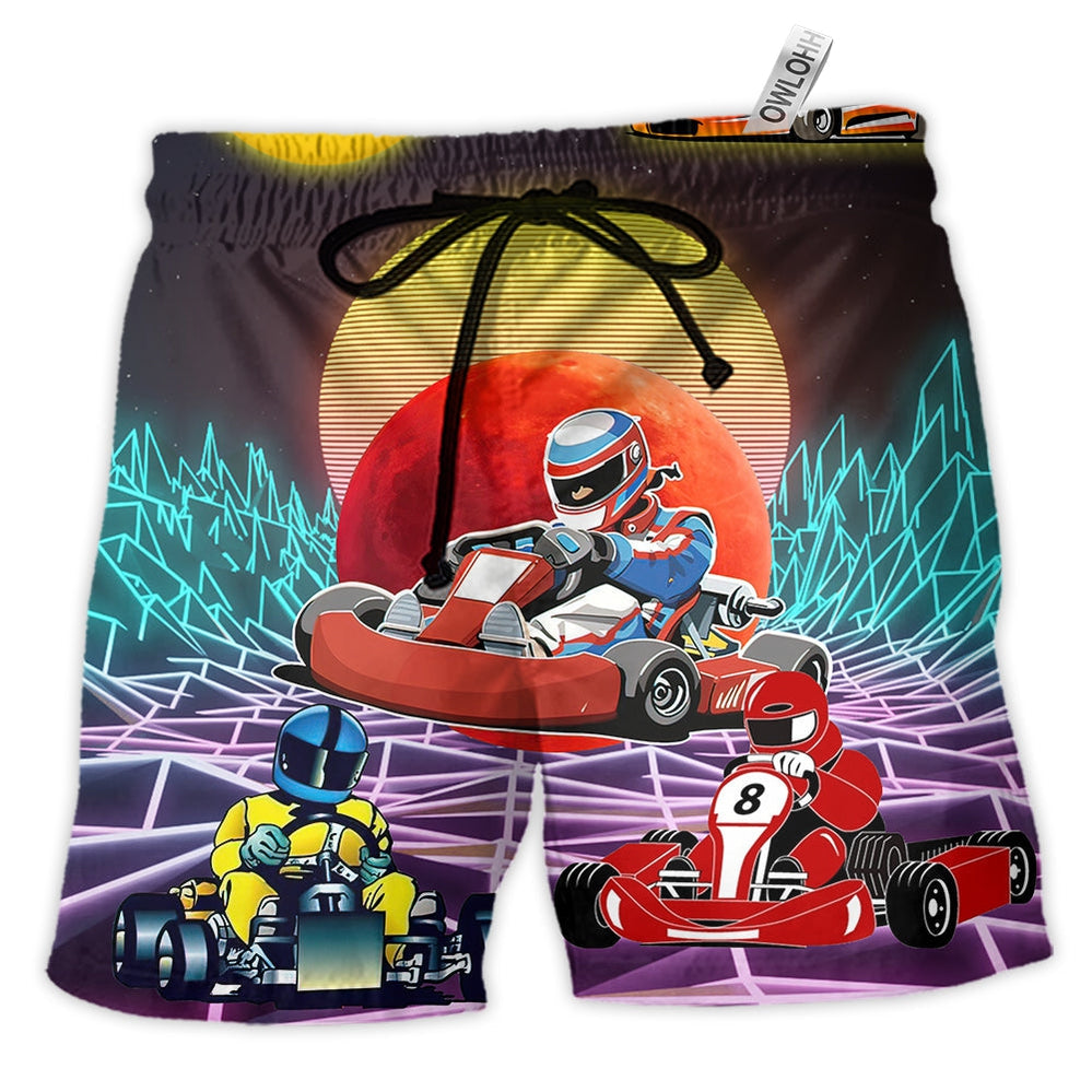 Beach Short / Adults / S Kart Racing To The Universe - Beach Short - Owls Matrix LTD