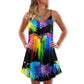 Pride Dragon Color Of Happiness – Women's Summer Sleeveless V-Neck Camisole Dress