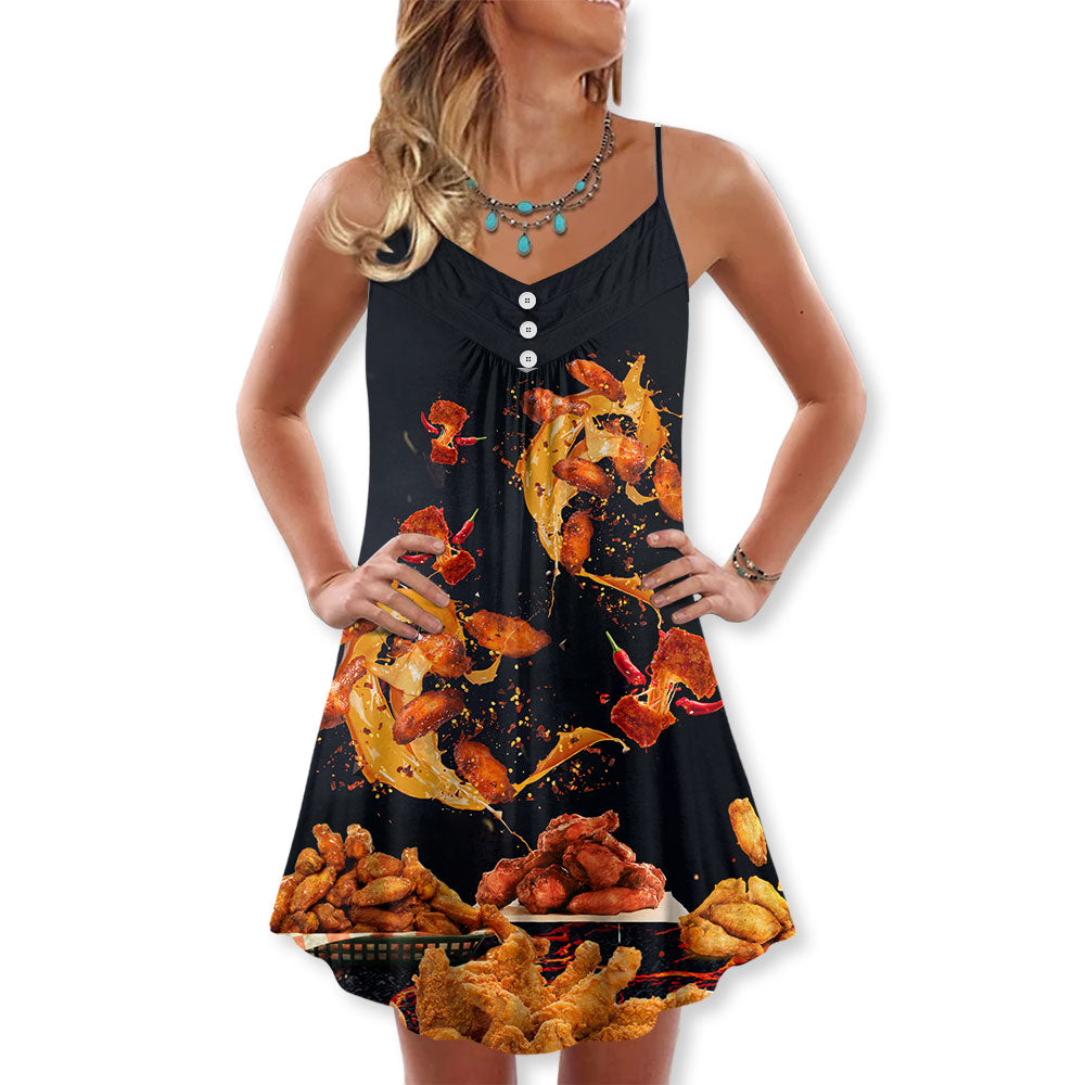 Chicken Wings Fast Food Delight – Women's Summer Sleeveless V-Neck Camisole Dress