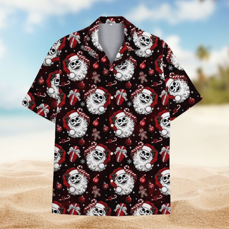 Skeleton Santa Spooky Gothic Christmas – Hawaiian Shirt