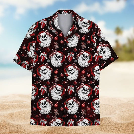 Skeleton Santa Spooky Gothic Christmas – Hawaiian Shirt