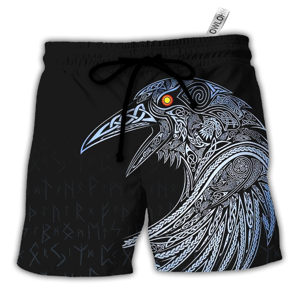 Beach Short / Adults / S Viking Huginn And Muninn Birds Norse - Beach Short - Owls Matrix LTD