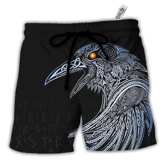Beach Short / Adults / S Viking Huginn And Muninn Birds Norse - Beach Short - Owls Matrix LTD