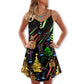 Christmas Wine Rum Neon Party – Women's Summer Sleeveless V-Neck Camisole Dress