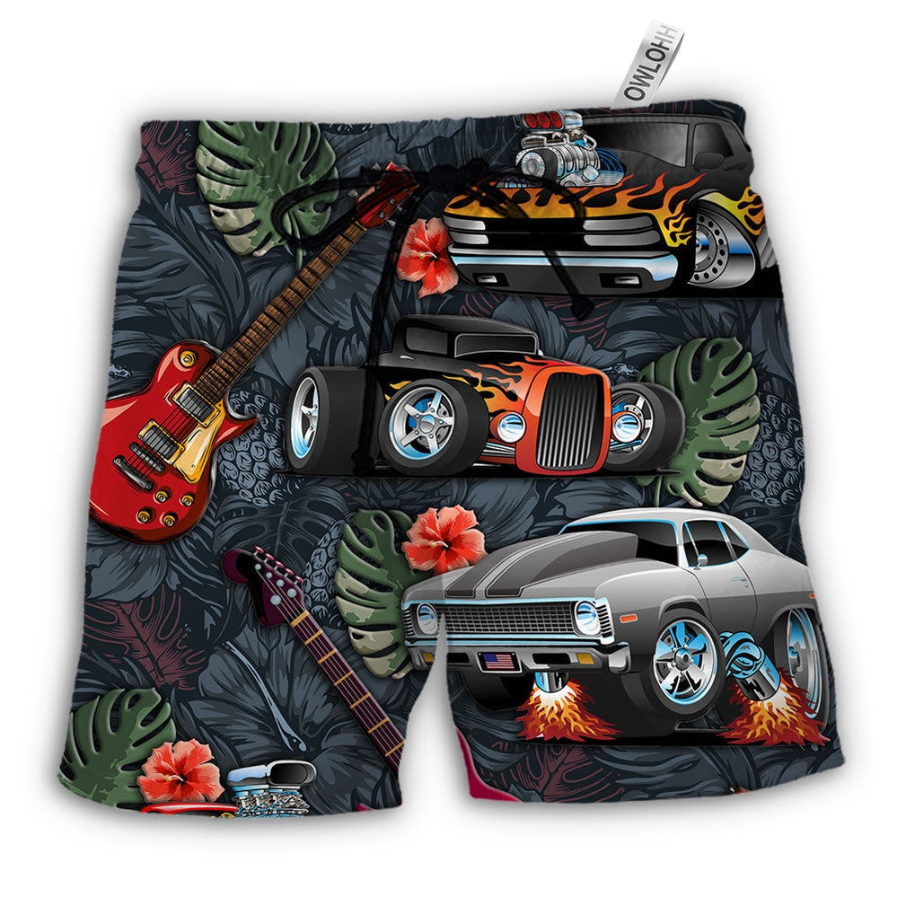 Beach Short / Adults / S Hot Rod Guitar I Like Hot Rods And Guitars - Beach Short - Owls Matrix LTD
