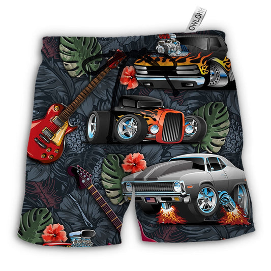 Beach Short / Adults / S Hot Rod Guitar I Like Hot Rods And Guitars - Beach Short - Owls Matrix LTD