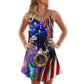 Patriotic New Year Christmas Theme – Women's Summer Sleeveless V-Neck Camisole Dress