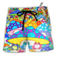 Beach Short / Adults / S Hippie Frog Mushroom Hippie Colorful Art Peace - Beach Short - Owls Matrix LTD