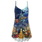 Christmas Family In Love - V-neck Sleeveless Cami Dress - Owls Matrix LTD